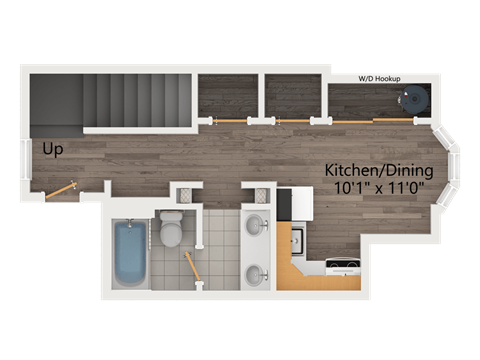 2 Bedroom 1 bathroom Floor Plan A  at Haven West in Brunswick, ME